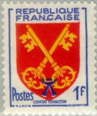 Francobolli-Contado Venassino-1955-Francia-1 F Francobolli-Contado Venassino-1955-Francia-1 F