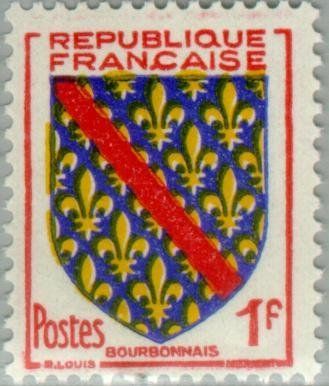 Francobolli-Stemma provinciale - Borbonese-1954-Francia-1 F Francobolli-Stemma provinciale - Borbonese-1954-Francia-1 F