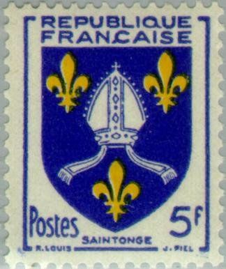 Francobolli-Armi provinciali - Saintonge-1954-Francia-5 F Francobolli-Armi provinciali - Saintonge-1954-Francia-5 F