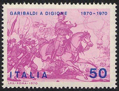 Francobollo Usato Rep. Italiana 1970 50 Lire Garibaldi a cavallo