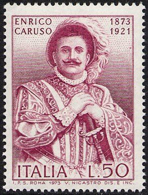 Francobollo Usato Rep. Italiana 1973 CENTENARIO DELLA NASCITA DI ENRICO CARUSO