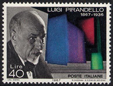 Francobollo Usato Rep. Italiana 1967 CENTENARIO NASCITA DI LUIGI PIRANDELLO 40 L