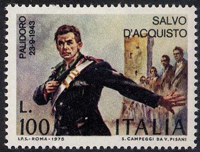 Francobollo Usato Rep. Italiana 1975 IL SACRIFICIO DI SALVO D'ACQUISTO 100 Lire