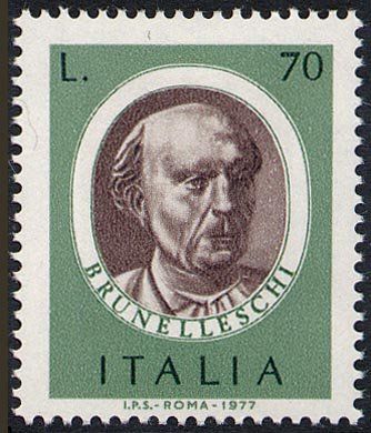 Francobollo Usato Rep. Italiana 1977 UOMINI ILLUSTRI: BRUNELLESCHI