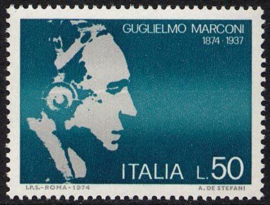 Francobollo Usato Rep. Italiana 1974 CENTENARIO NASCITA GUGLIELMO MARCONI 50 L