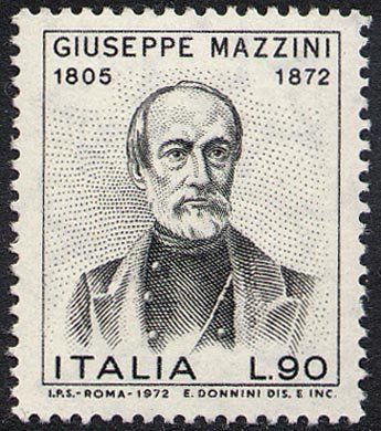 Francobollo Usato Rep. Italiana 1972 CENTENARIO DELLA MORTE DI GIUSEPPE MAZZINI 90 Lire
