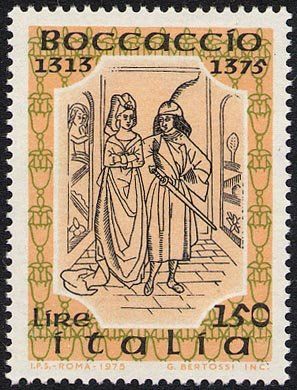 Francobollo Usato Rep. Italiana 1975 6^ CENTENARIO DELLA MORTE DI GIOVANNI BOCCACCIO 150 Lire