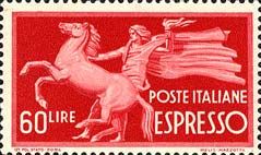 Francobollo Usato Rep. Italiana 1947 SERIE DEMOCRATICA: ESPRESSI 60 Lire Francobollo Usato Rep. Italiana 1947 SERIE DEMOCRATICA: ESPRESSI 60 Lire