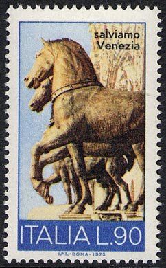 Francobollo Usato Rep. Italiana 1973 SALVIAMO VENEZIA 90 Lire