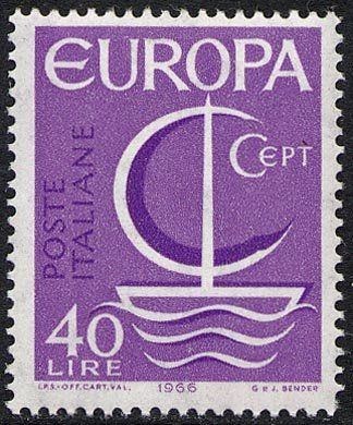 Francobollo Usato Rep. Italiana 1966 EUROPA UNITA: 11^ EMISSIONE 40 Lire