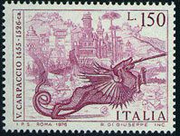 Francobollo Usato Rep. Italiana 1976 450^ MORTE VITTORE CARPACCIO 150 L Part A