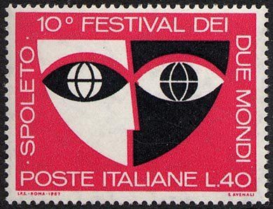 Francobollo Usato Rep. Italiana 1967 10^ FESTIVAL DEI DUE MONDI DI SPOLETO 40 L
