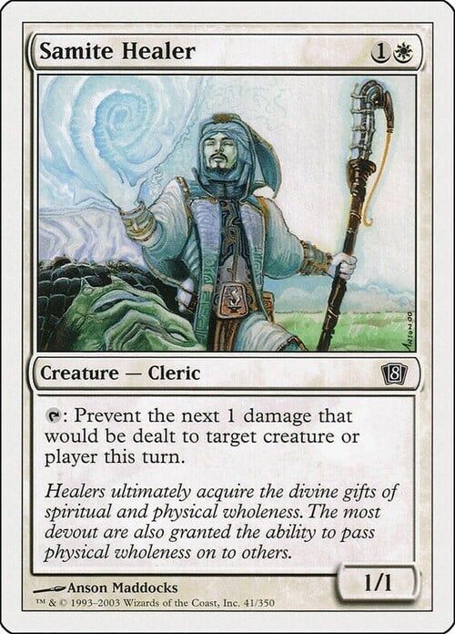 Carta MTG-Samite Healer-Ottava Edizione-N.041-EN-EX- Carta MTG-Samite Healer-Ottava Edizione-N.041-EN-EX-