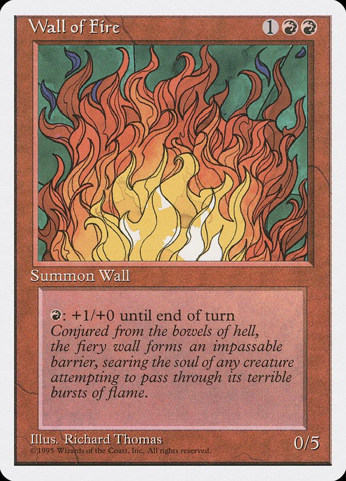 Carta MTG-Wall of Fire-Quarta Edizione-N.201-EN-EX- Carta MTG-Wall of Fire-Quarta Edizione-N.201-EN-EX-
