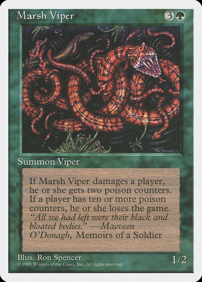Carta MTG-Marsh Viper-Quarta Edizione-N.280-EN-EX- Carta MTG-Marsh Viper-Quarta Edizione-N.280-EN-EX-