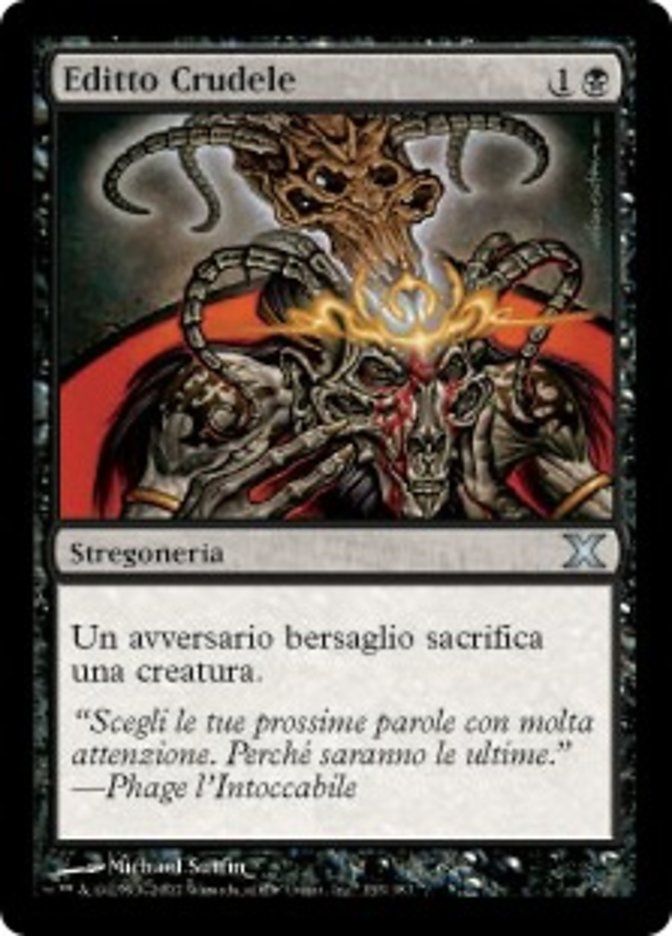Carta MTG-Editto Crudele-Decima Edizione-N.133-ITA-EX-Uncommon Carta MTG-Editto Crudele-Decima Edizione-N.133-ITA-EX-Uncommon