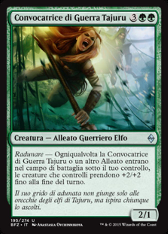 Carta MTG-Convocatrice di Guerra Tajuru-Battaglia per Zendikar-N.195-ITA-EX-UN