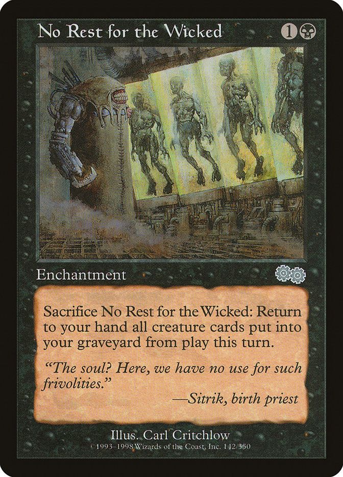 Carta MTG-No Rest for the Wicked-Saga di Urza-N.142-EN-EX-Uncommon Carta MTG-No Rest for the Wicked-Saga di Urza-N.142-EN-EX-Uncommon