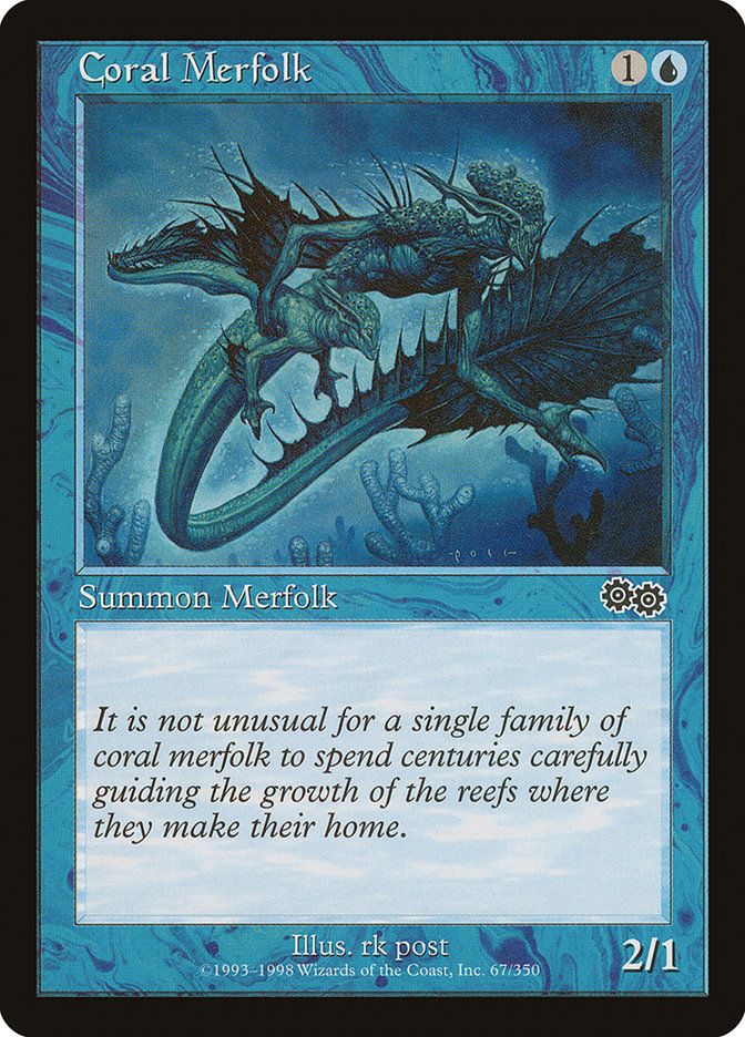 Carta MTG-Coral Merfolk-Saga di Urza-N.067-EN-Good-Common Carta MTG-Coral Merfolk-Saga di Urza-N.067-EN-Good-Common