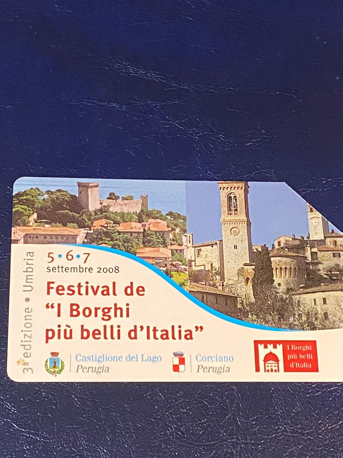 Scheda telefonica - I Borghi più belli Castiglione del Lago Us 5€ Tir:30.000