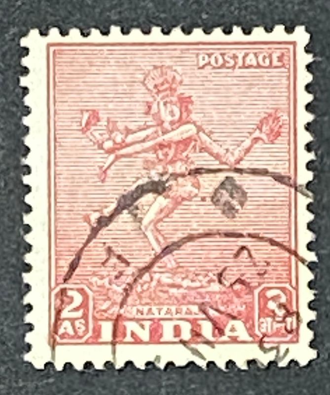 Francobollo India 1949 Shiva Nataraja Danza Cosmica 2 As 2 Annas Usato Francobollo India 1949 Shiva Nataraja Danza Cosmica 2 As 2 Annas Usato