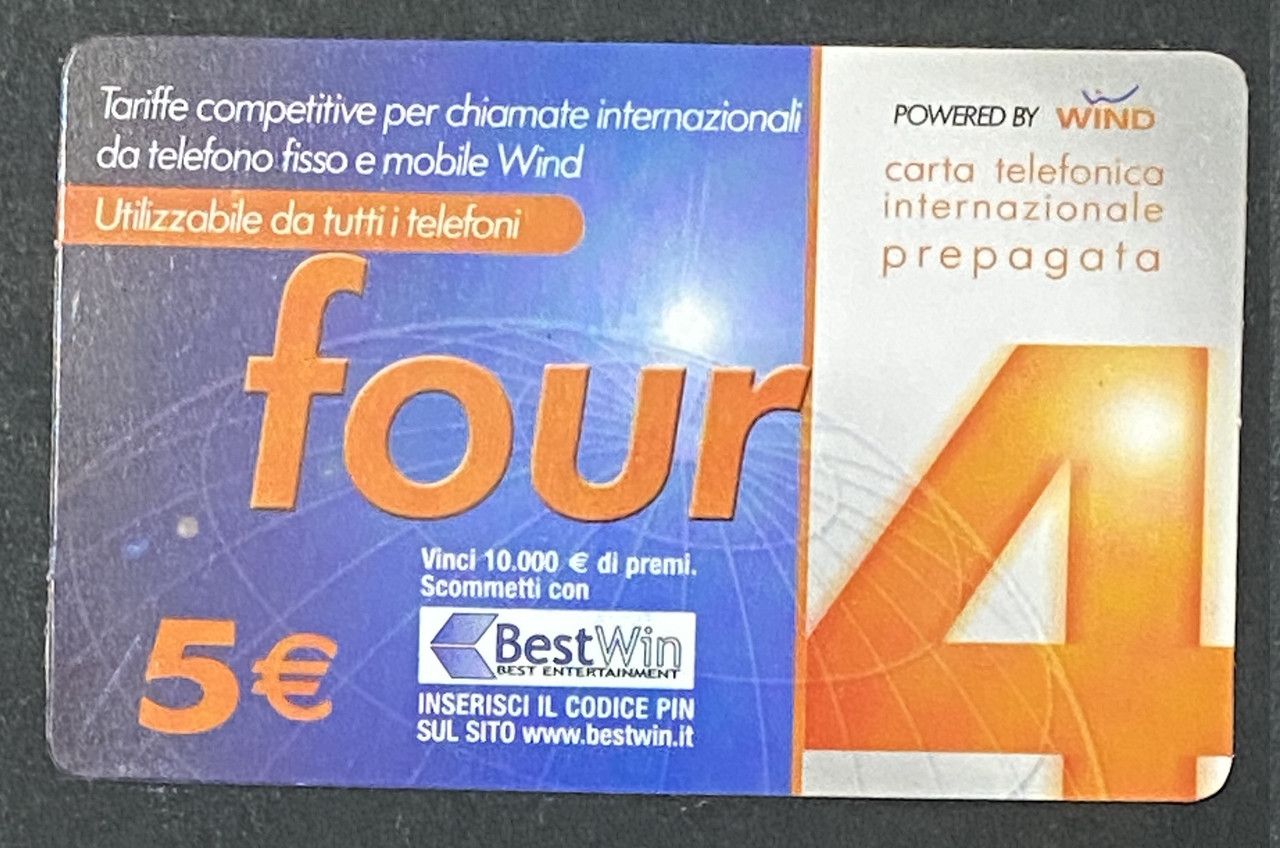 Scheda Telefonica Wind Four 4 BestWin 5 Euro Usata 2008 Scheda Telefonica Wind Four 4 BestWin 5 Euro Usata 2008