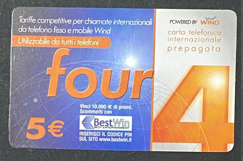 Scheda Telefonica Wind Four 4 BestWin 5 Euro Usata 2008 Scheda Telefonica Wind Four 4 BestWin 5 Euro Usata 2008