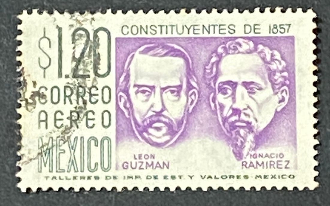 Francobollo Messico 1957 Constituyentes Guzman Ramirez Correo Aereo $1.20 Usato Francobollo Messico 1957 Constituyentes Guzman Ramirez Correo Aereo $1.20 Usato