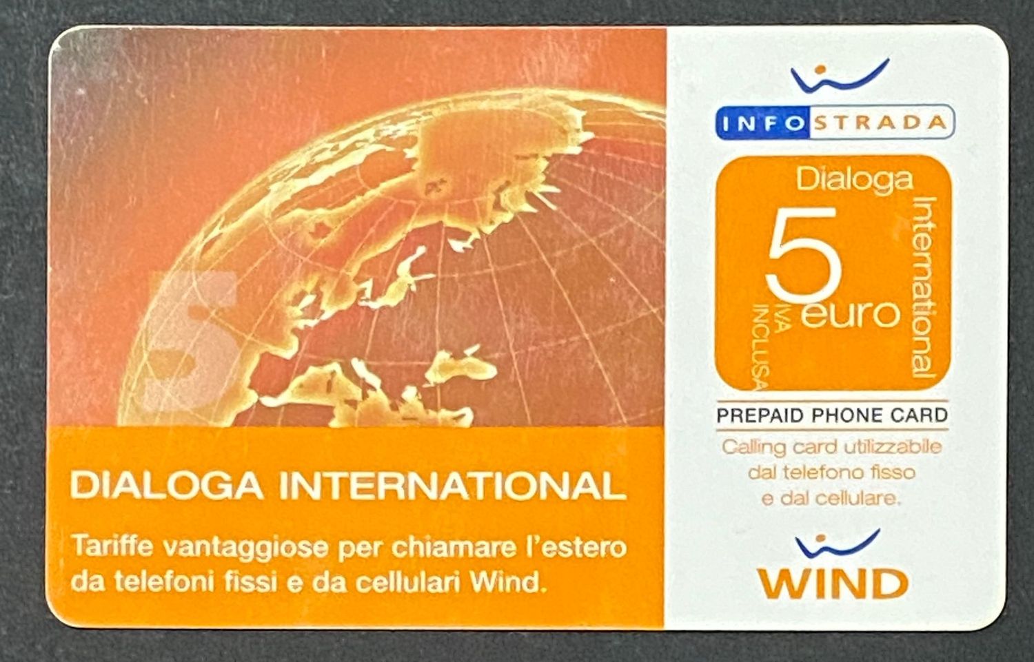 Scheda Telefonica Infostrada Wind Dialoga International 5 Euro Usata