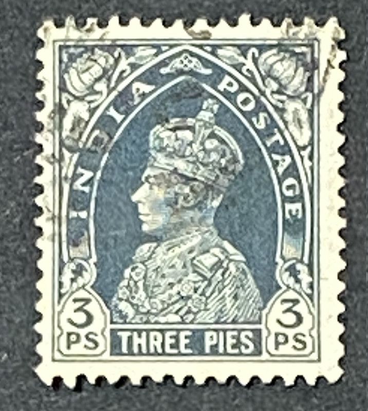 Francobollo India Britannica 1937 Re Giorgio VI 3 Pies Three Pies Usato Francobollo India Britannica 1937 Re Giorgio VI 3 Pies Three Pies Usato