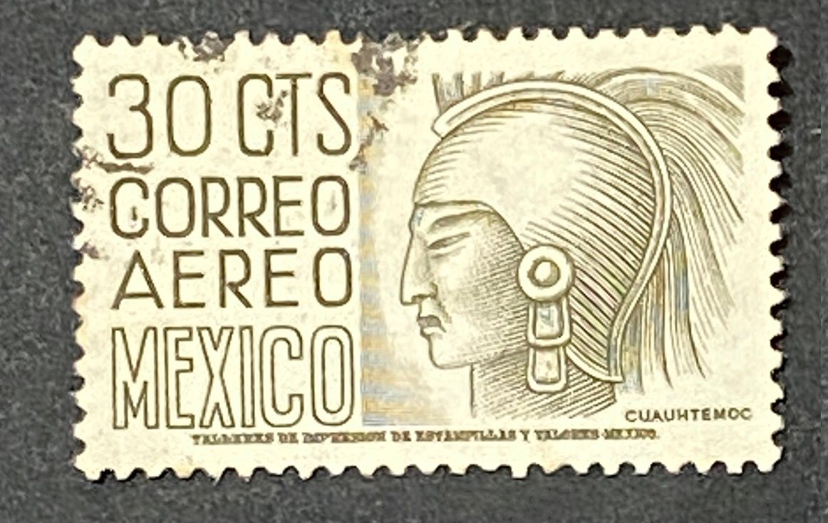 Francobollo Messico 1950 Cuauhtemoc Correo Aereo 30 Cts Usato Filatelia Francobollo Messico 1950 Cuauhtemoc Correo Aereo 30 Cts Usato Filatelia