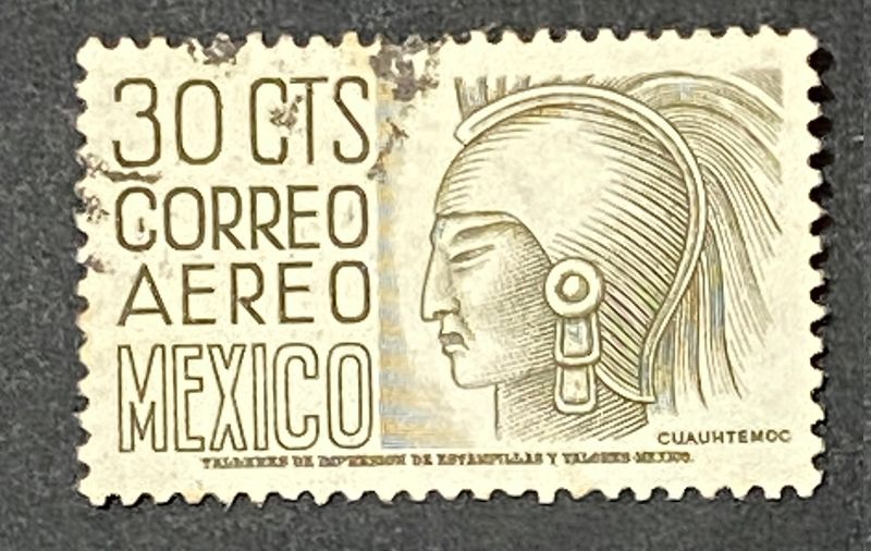 Francobollo Messico 1950 Cuauhtemoc Correo Aereo 30 Cts Usato Filatelia Francobollo Messico 1950 Cuauhtemoc Correo Aereo 30 Cts Usato Filatelia