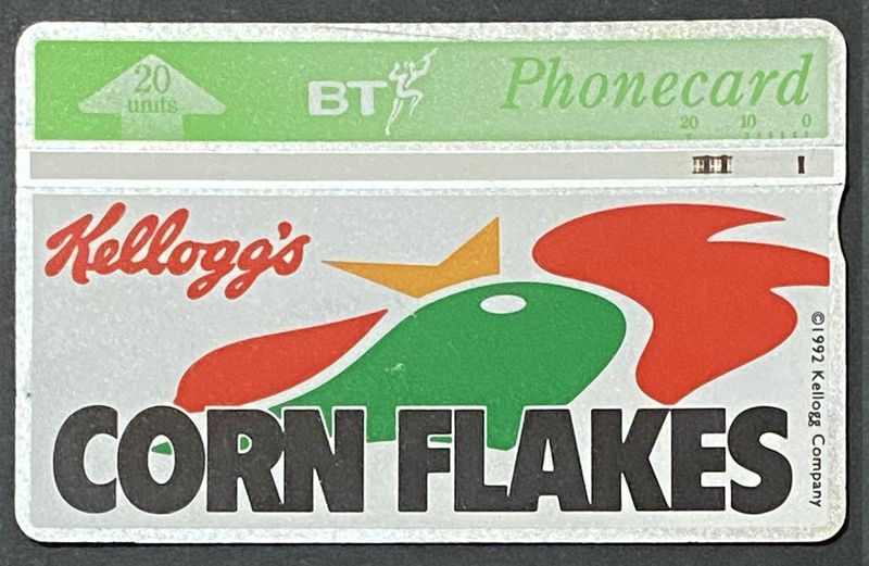Scheda Telefonica UK BT 1992 Kelloggs Corn Flakes 20 Units Usata Scheda Telefonica UK BT 1992 Kelloggs Corn Flakes 20 Units Usata