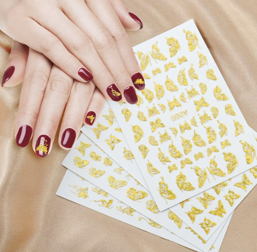 Gold And Silver Holo Adhesive Butterfly Stickers