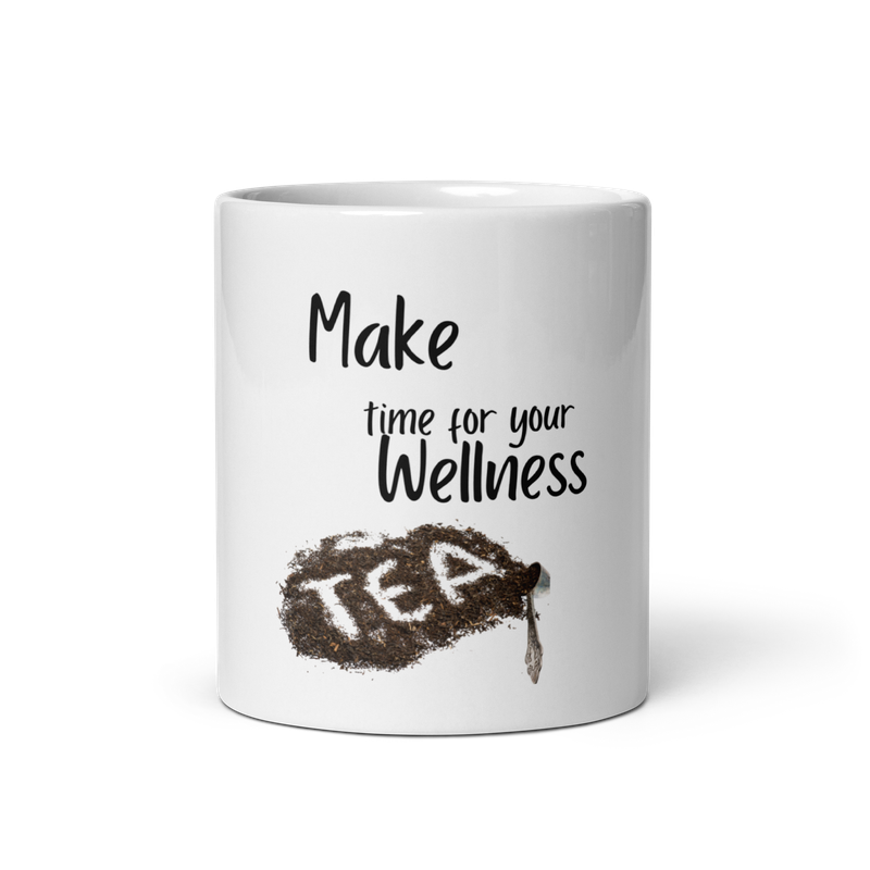 Make Time For Your Wellness White glossy mug