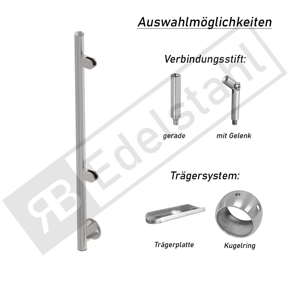 Anfangspfosten links mit 2 Glashaltern - vorgesetzte Montage