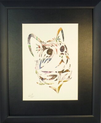 Vintage Postage Stamp Art - &quot;Cat Head&quot;