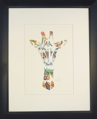 Vintage Postage Stamp Art - &quot;Giraffe Head&quot;