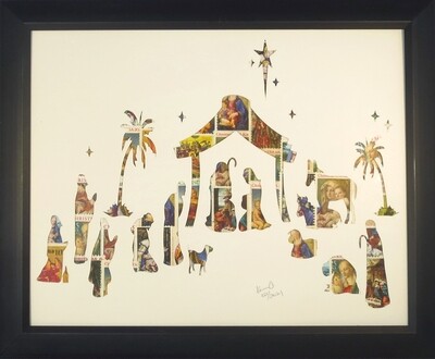 Vintage Postage Stamp Art - &quot;Nativity Scene&quot;