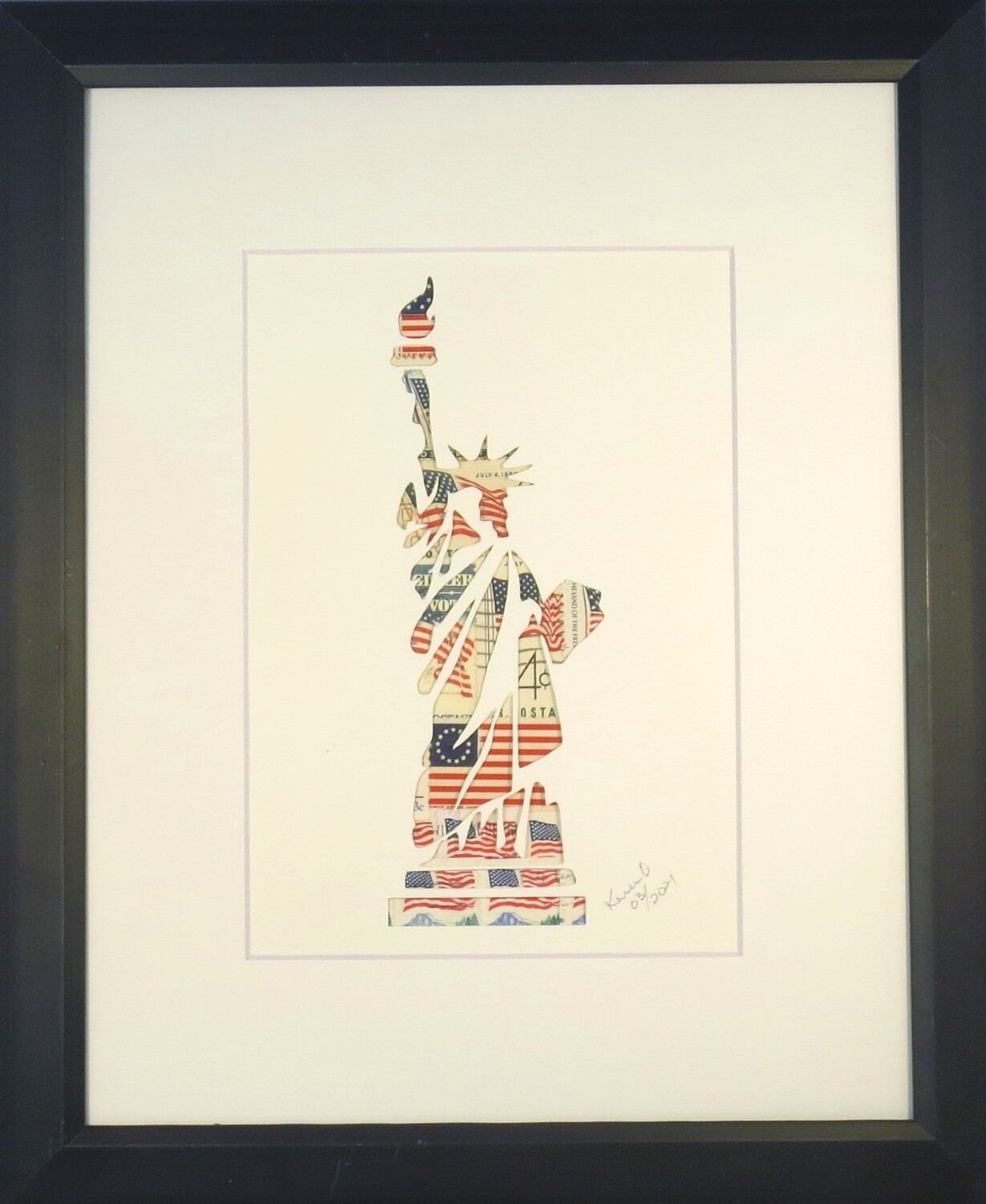 Vintage Postage Stamp Art - &quot;Statue of Liberty&quot;