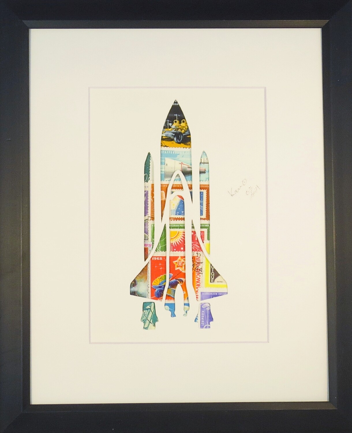 Vintage Postage Stamp Art - &quot;Space Ship&quot;