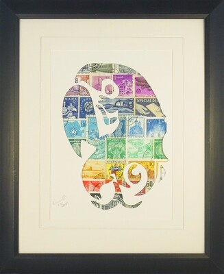 Vintage Postage Stamp Art - &quot;Parrot Head&quot;