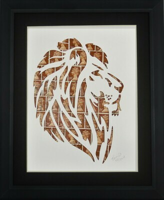 Vintage Postage Stamp Art - &quot;Lion Head&quot;