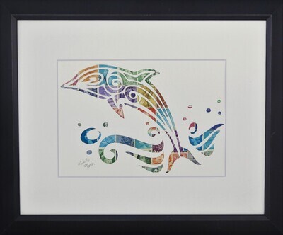 Vintage Postage Stamp Art - &quot;Dolphin&quot;