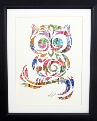 Vintage Postage Stamp Art - &quot;Owl&quot;