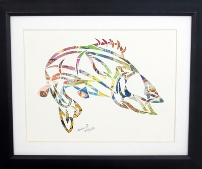 Vintage Postage Stamp Art - &quot;Fish&quot;
