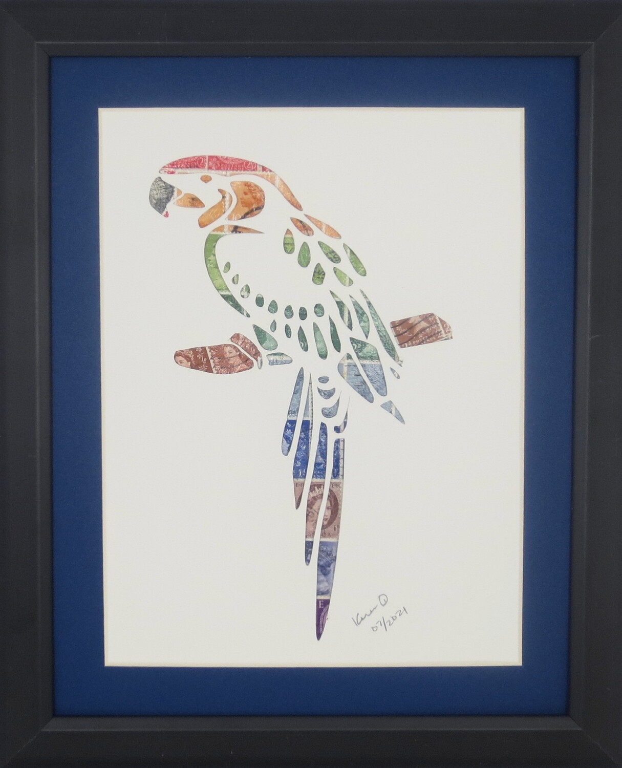 Vintage Postage Stamp Art - &quot;Parrot&quot;