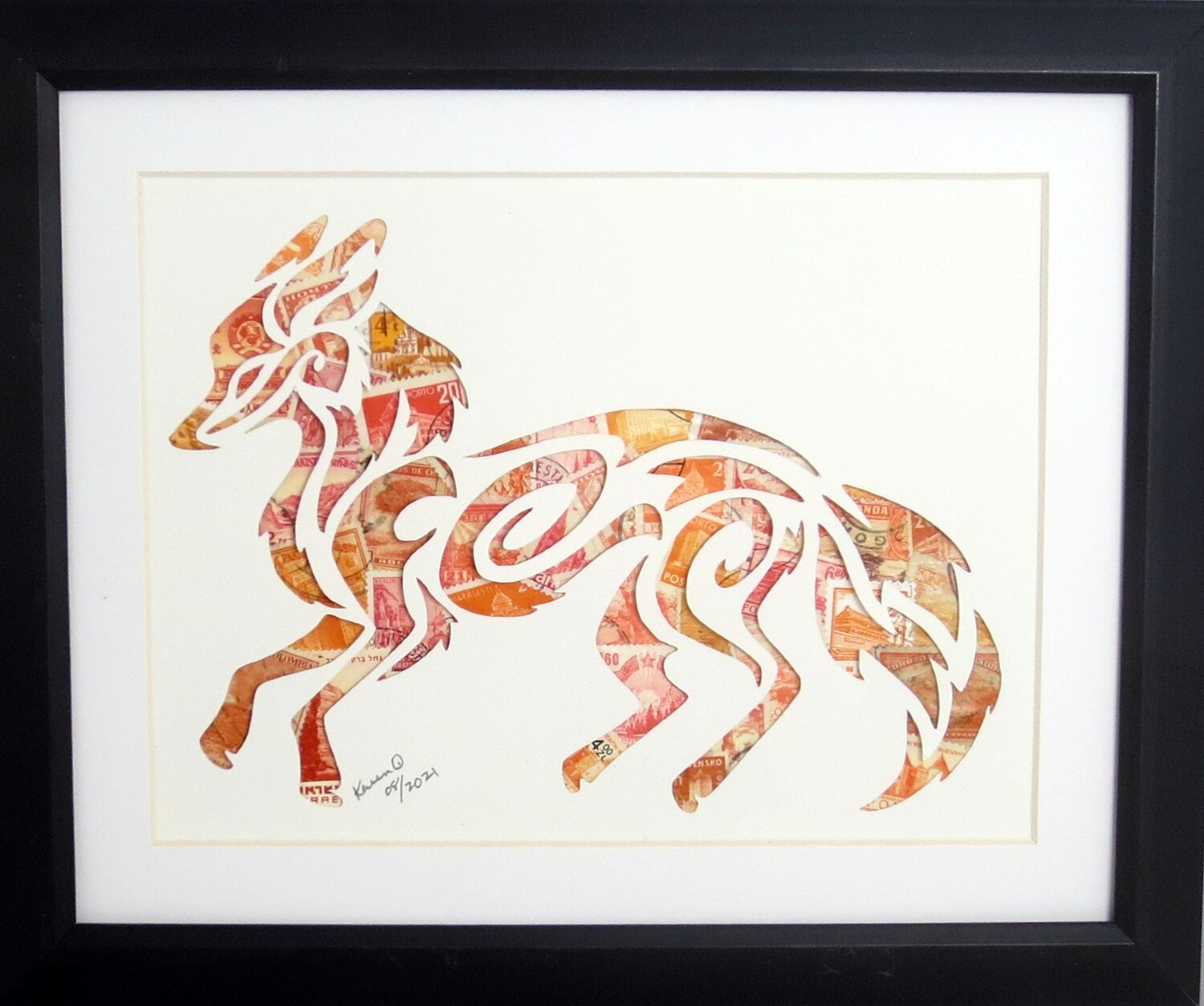 Vintage Postage Stamp Art - &quot;Fox&quot;