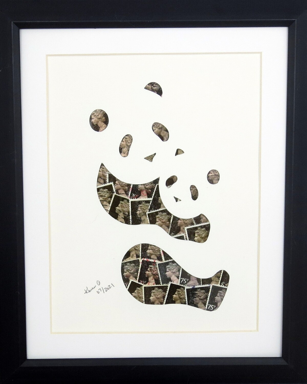 Vintage Postage Stamp Art - &quot;Panda Bear&quot;