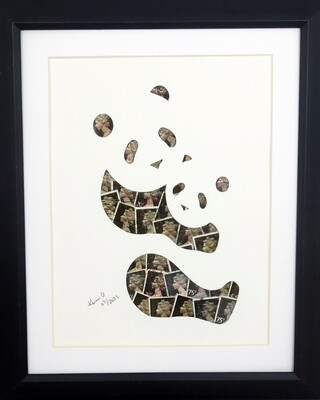 Vintage Postage Stamp Art - &quot;Panda Bear&quot;